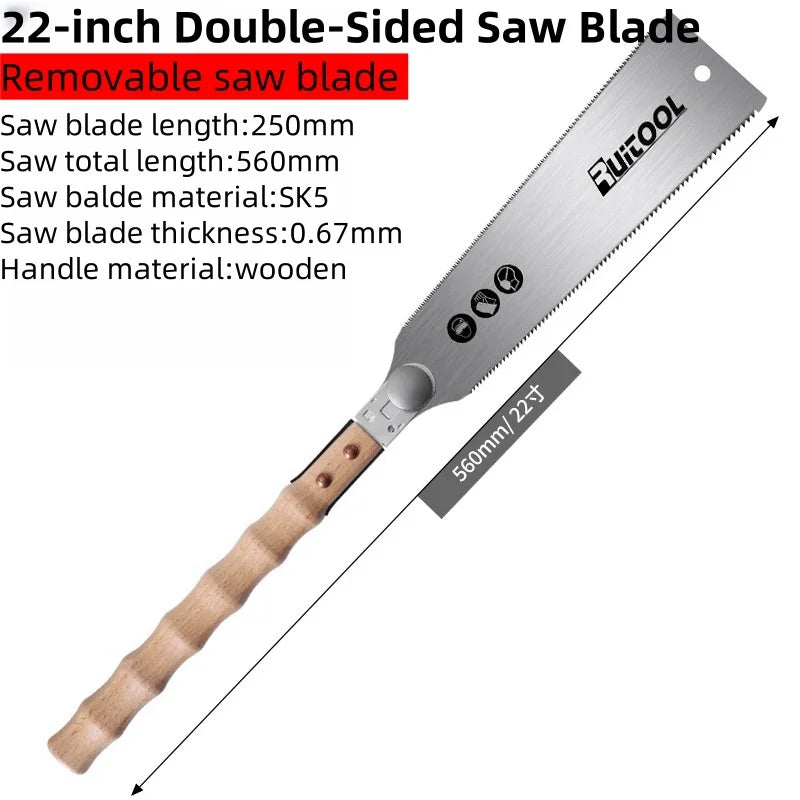 ALLSOME13/22 Inch Hand Saw SK-5 Steel Blade Flexible Wood Pull Saw Ergonomic Design Keyless Blade Change Perfect for woodworking