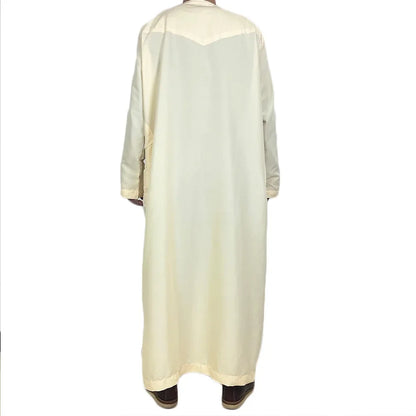 Middle East Arab Kaftan Men Muslim Clothing Solid Long-sleeved Round Neck Robes Causal Loose Men Jubba Thobe National Costumes