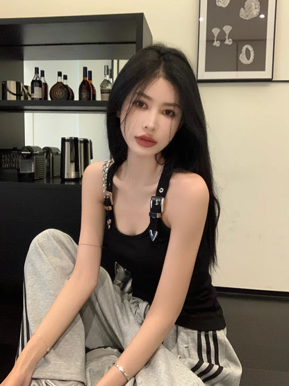 Tanks Women Personality Creativity Casual Trendy All-match Chic Age-reducing Simple Streetwear Solid New Summer Lady Sweet Thin