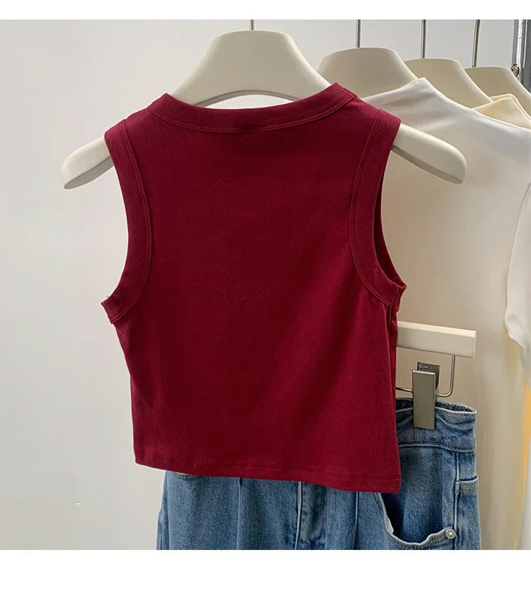 2026 Tank Top For Women Ribbed Down Sleeveless Blouse Solid Color Casual Women&