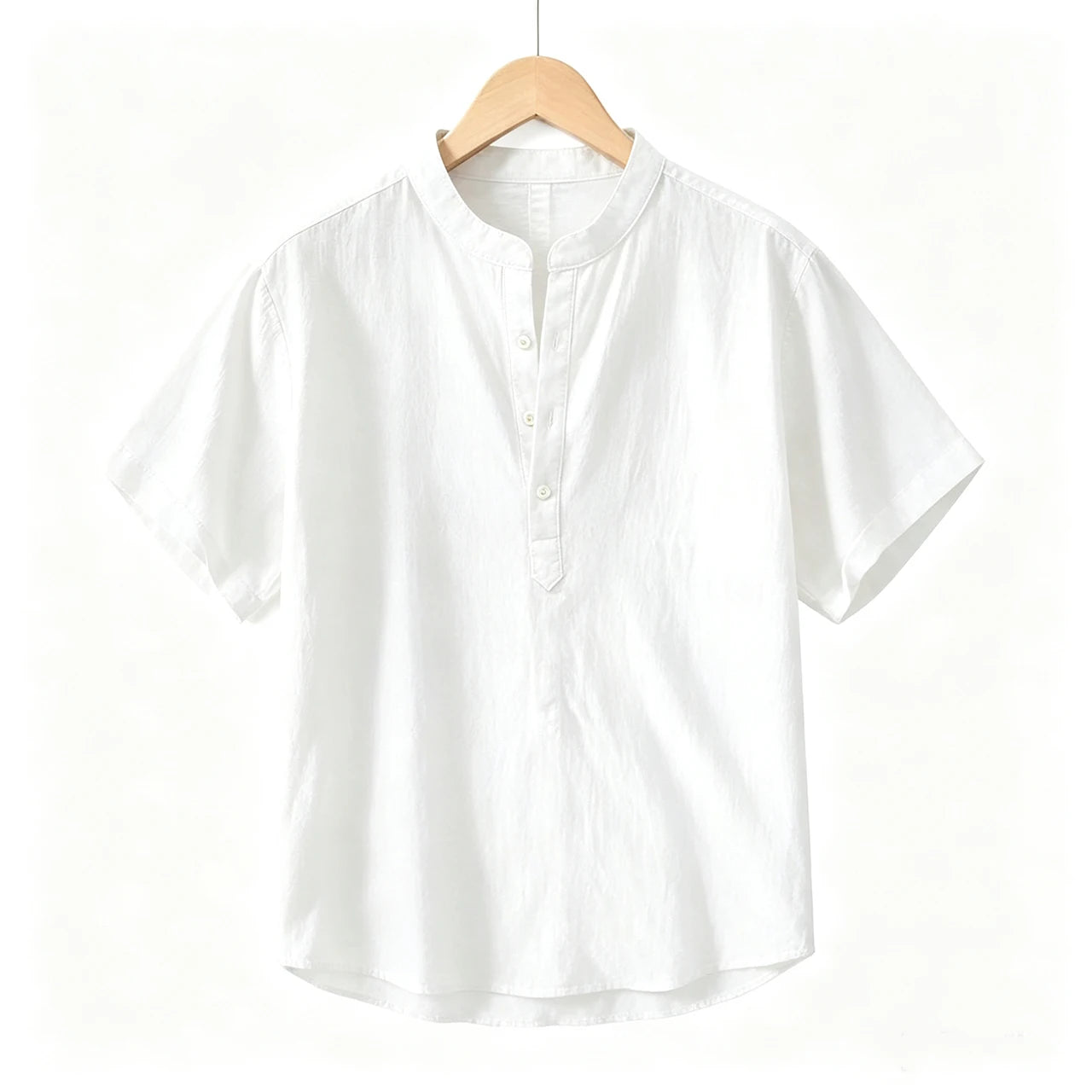 New Cotton Linen Shirts for Men Casual Shirts Lightweight  Short  Sleeve Henley Beach Shirts Hawaiian T Shirts for Men