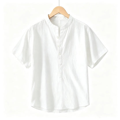 New Cotton Linen Shirts for Men Casual Shirts Lightweight  Short  Sleeve Henley Beach Shirts Hawaiian T Shirts for Men