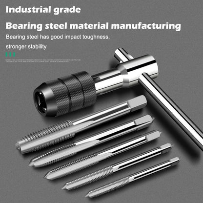 6/8 PCS Manual Tap Wrench Set HSS Right Tapping Drill Bit Thread Punching Tool External Thread Making Steel Screw Tab Hand Tools
