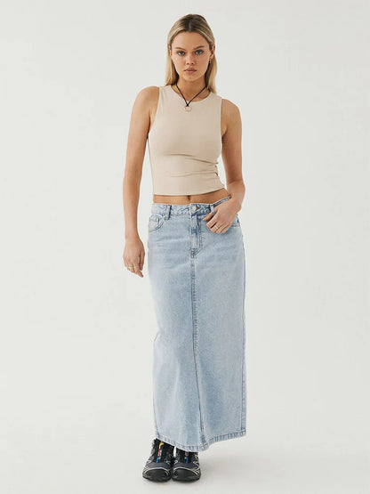 Sleeveless tight bottom shirt, round neck I-shaped solid color top, casual vest