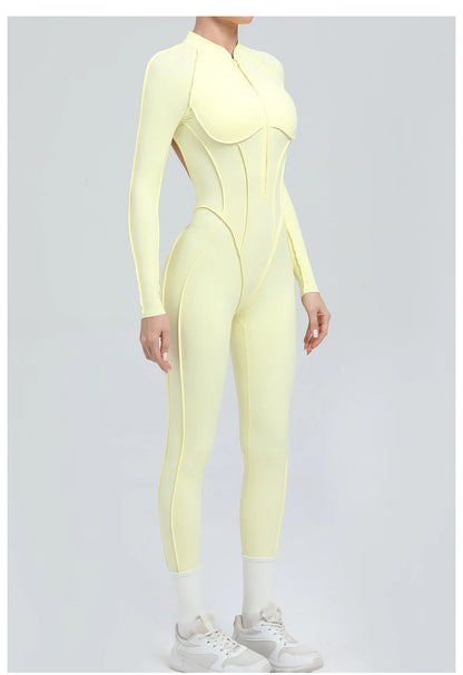 Yoga Suit Gym Set Women Training Sportswear Fitness Long Sleeved Sports Jumpsuit Women Push Up Female Workout Clothes Bodysuits