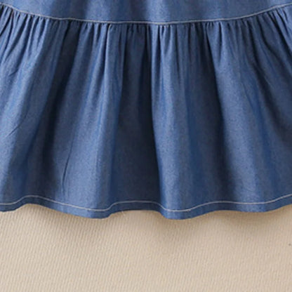 Kids Clothes Summer Girls Dress Denim Thin Sundress Sweet Sleeveless Heart Dresses Outdoor Children Clothing