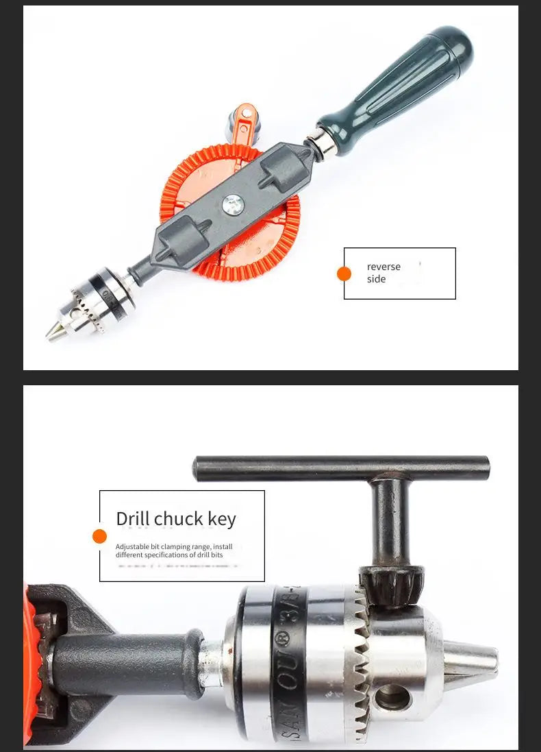 Hand Crank Drill Multi-Function Hole Driller Woodworking Manual Drill for Home Use Hand-Held Wood Drilling Tool Specialized Tool