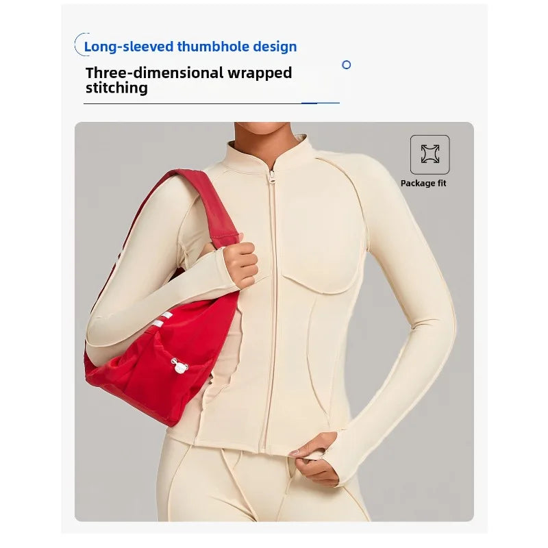New Gym Yoga Outfit for Women Zipper Long Sleeve Fitness Suit Daily Casual Running Fitness Sportswear Two-Piece Sets Coat+Pants