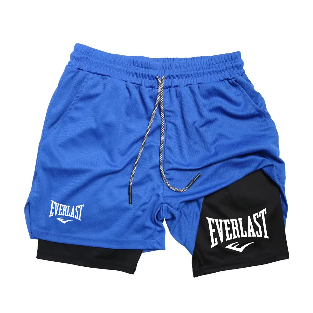 Men Running Shorts 2 in 1 Double-deck Sport Shorts Sportswear Gym Fitness Short Pants Training Jogging Bottom Men&