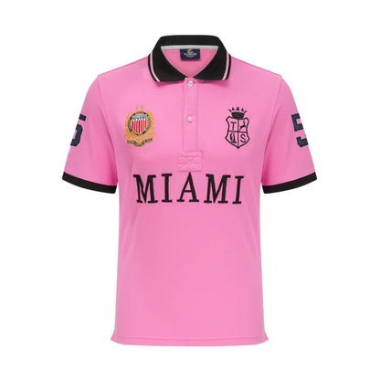 Polo Shirts for Men Miami Classic Red White Pink Sports Casual Pure Cotton Plus Size 7xl New Short Short Sleeved Collar T Shirt