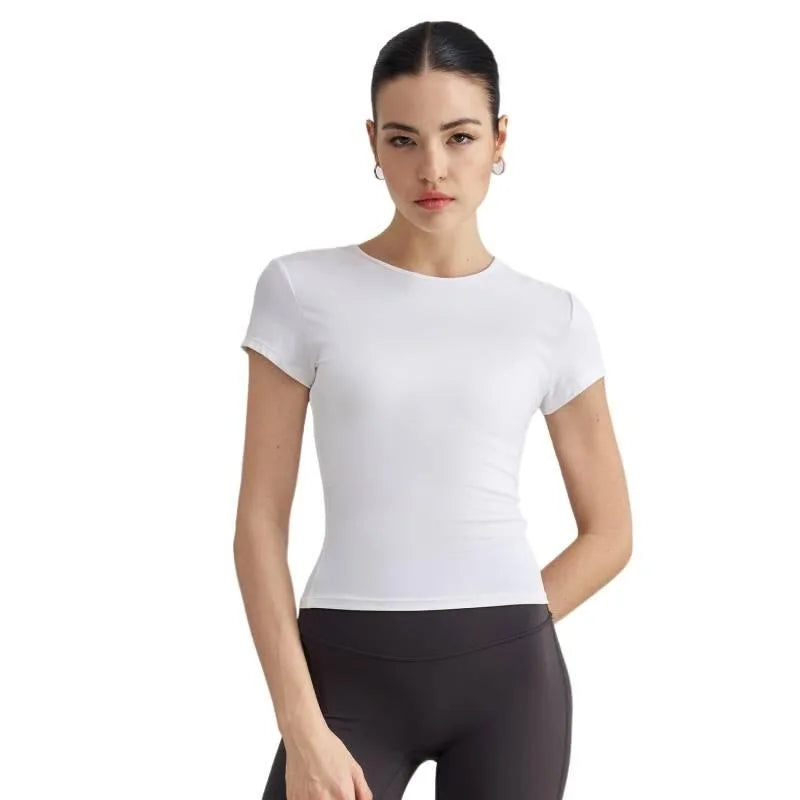 Women Sports Top Gym Clothes Woman Yoga Wear Slim Fit Short Sleeve T Shirt Summer Breathable Running Training Naked Feeling