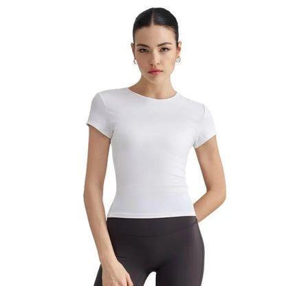 Women Sports Top Gym Clothes Woman Yoga Wear Slim Fit Short Sleeve T Shirt Summer Breathable Running Training Naked Feeling