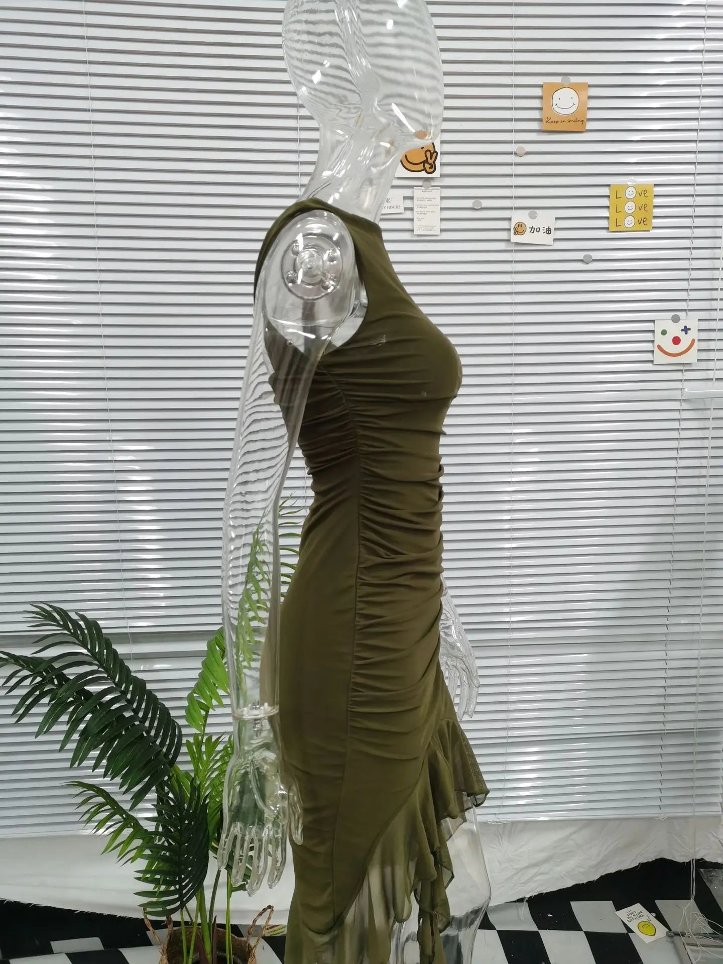 2025 Spring And Summer Sleeveless Dresses Women New Fashion Mesh Tight Solid Color Elegant Temperament Irregular Hem Vestidos