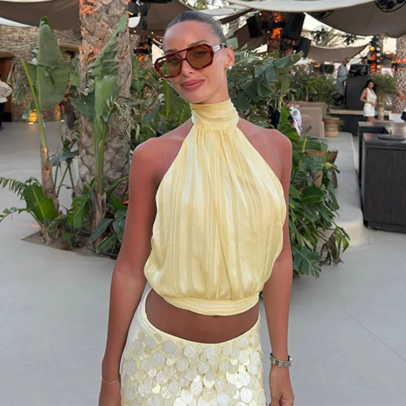 Tossy Fashion Sexy Backless Tanks Y2k Top For Women Lace-Up Sleeveless Summer 2026 New Cropped Top Female Solid Bandage Tops