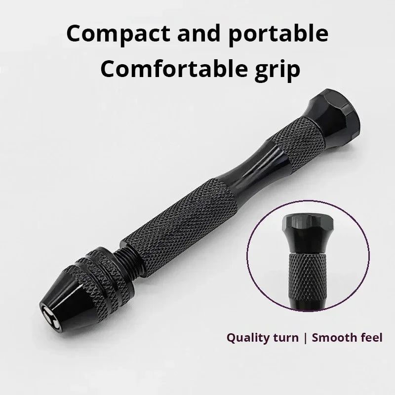 Mini Tool Set with Black Hand Twist Drill 10Pcs Fried Dough Twists Drill for Woodworking Drilling Rotary Wood Holes Tools