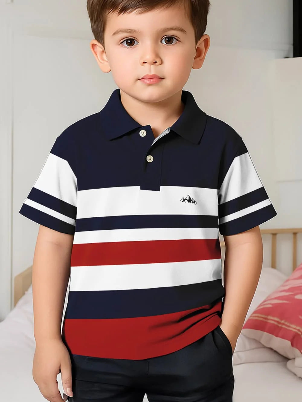 Polo Shirts for Kids Gradient Striped 3D Print Fashion Child Polo Shirt Boy Clothes Lapel Tops Street Casual Children&