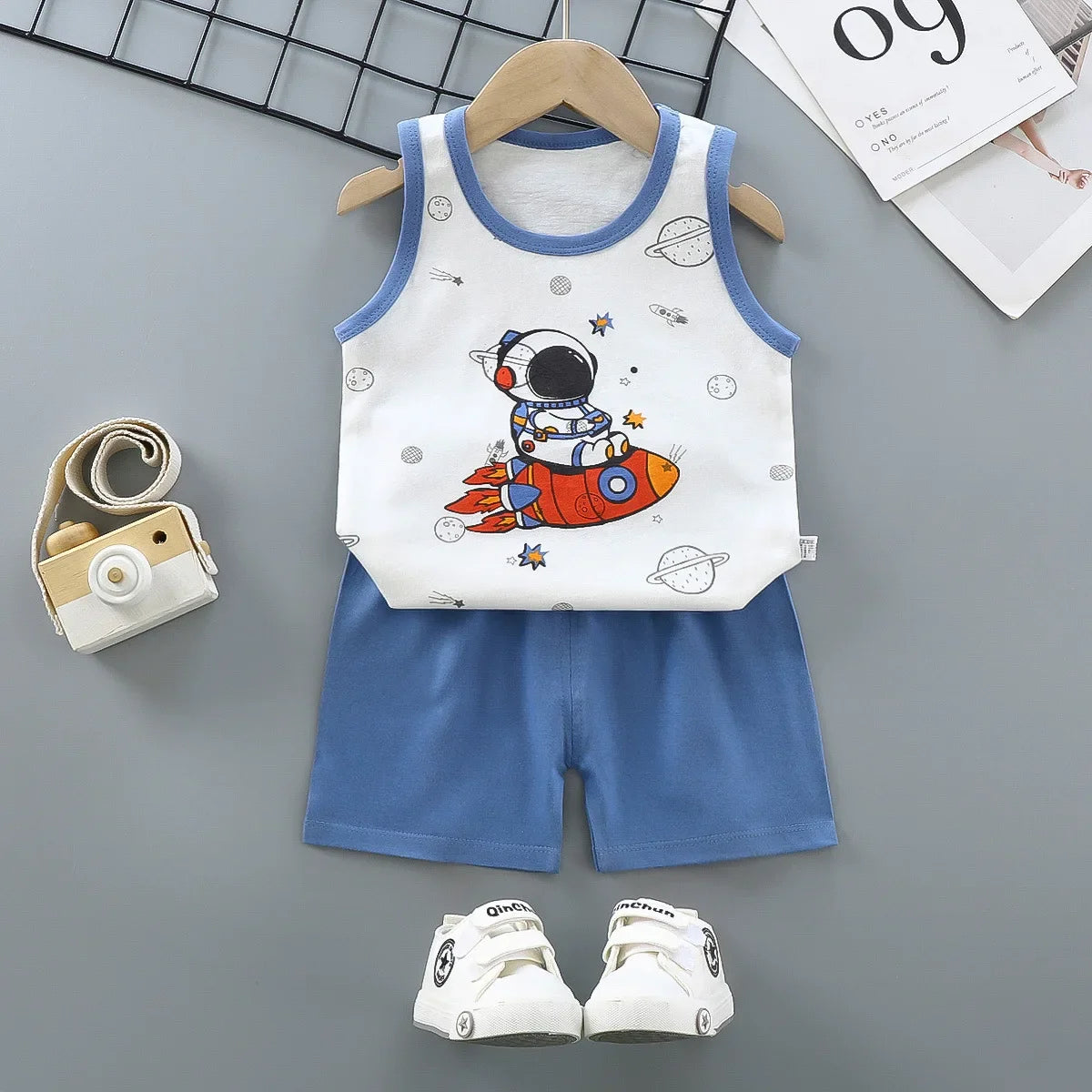Children Sets Kids Clothes Boys Girls Vest Suit  Summer Children&