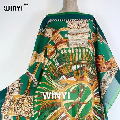 Printed Dresses For Women 2021 Fashion Design Loose Dress Batwing Maxi Long Femme Vestidos Summer Autumn Party Elegant Dress