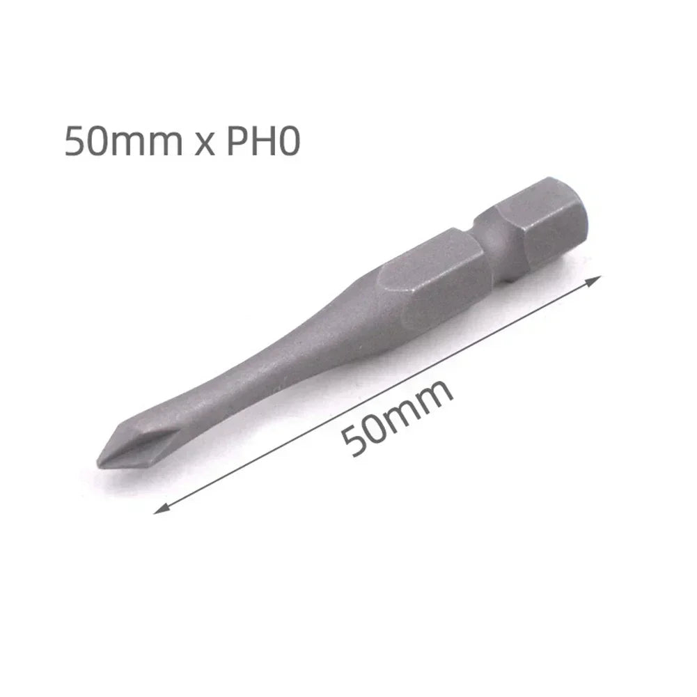 1pc 50mm Length 1/4Inch Hex Slotted Cross Screwdriver Bits PH1 PH2 PH3 SL3 SL4 SL5 SL6 Alloy Steel Electric Screw Drivers Tools