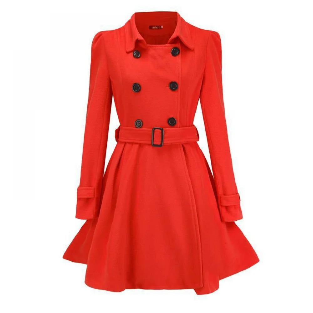 Women Fashion Autumn Winter New Wool Blend Warmth Loose Long Coat Jacket Double Breasted Elegant Slim Lady Windbreaker