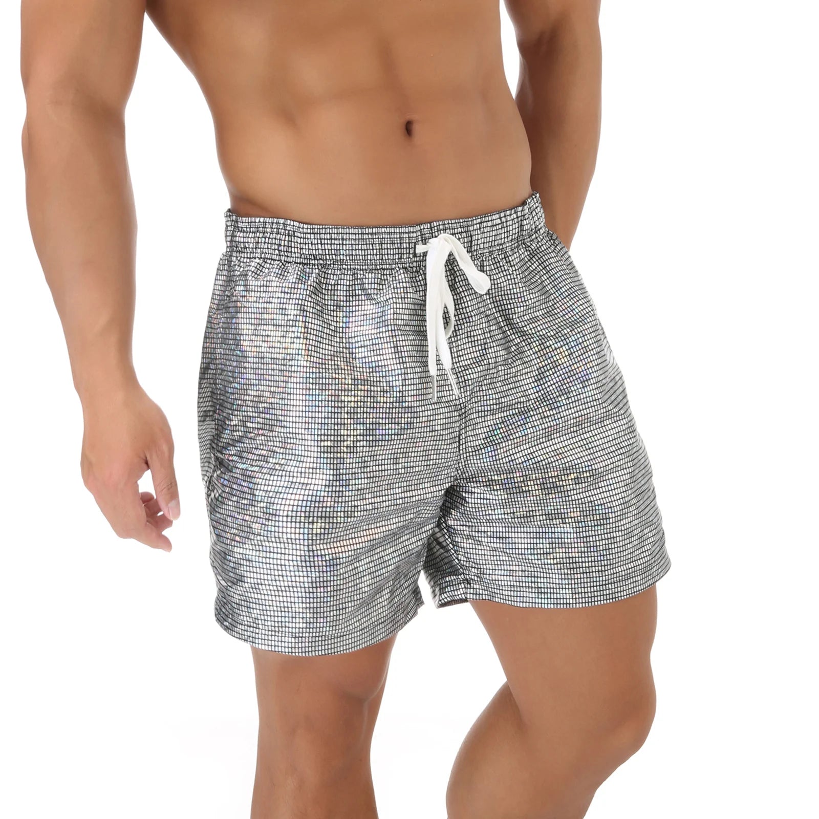 Casual Shorts Men Summer Shiny Quick-dry Beach Sports Short Pants Bottoms Man Beachwear Clothing Homewear With Pocket