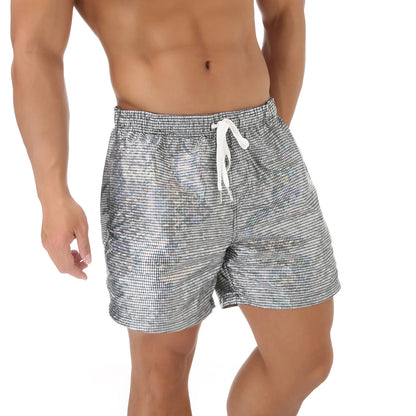 Casual Shorts Men Summer Shiny Quick-dry Beach Sports Short Pants Bottoms Man Beachwear Clothing Homewear With Pocket