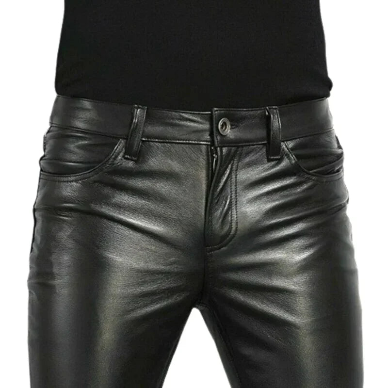 PU Leather Pants Men&