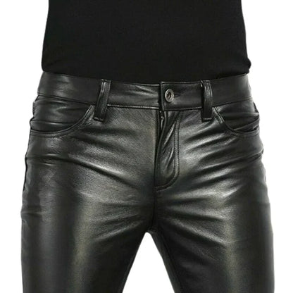 PU Leather Pants Men&