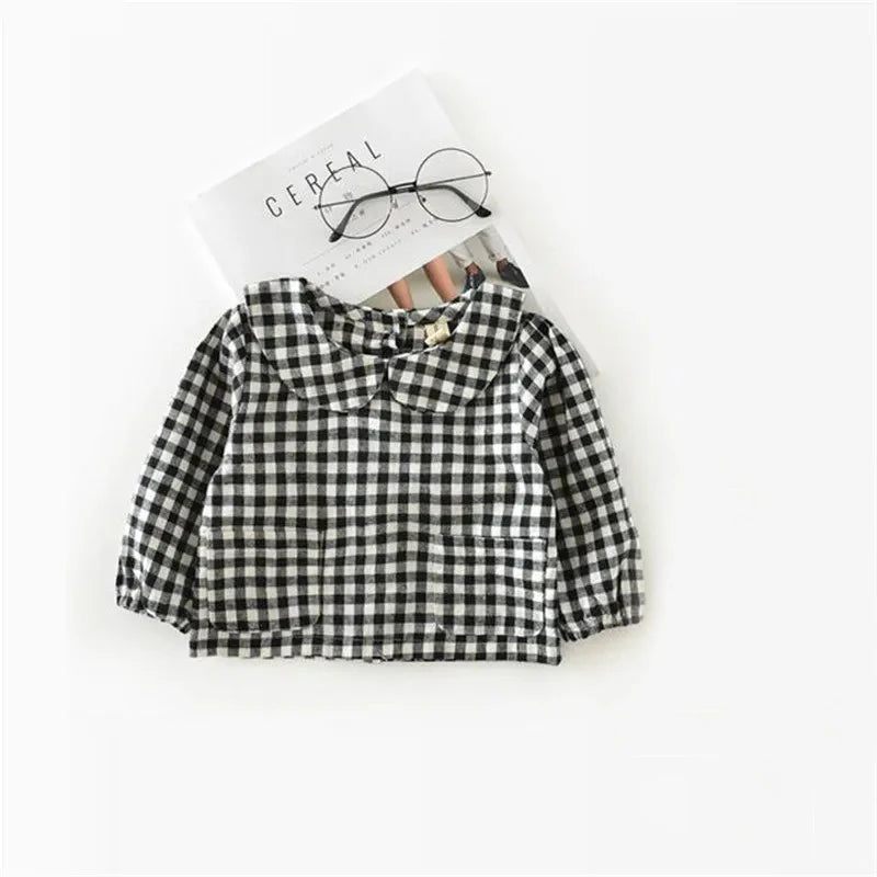Baby Girl Blouse Spring Cotton Long Sleeve Plaid Baby Girl Clothes Infant Newborn Baby Tops Children Shirts Girls Clothes