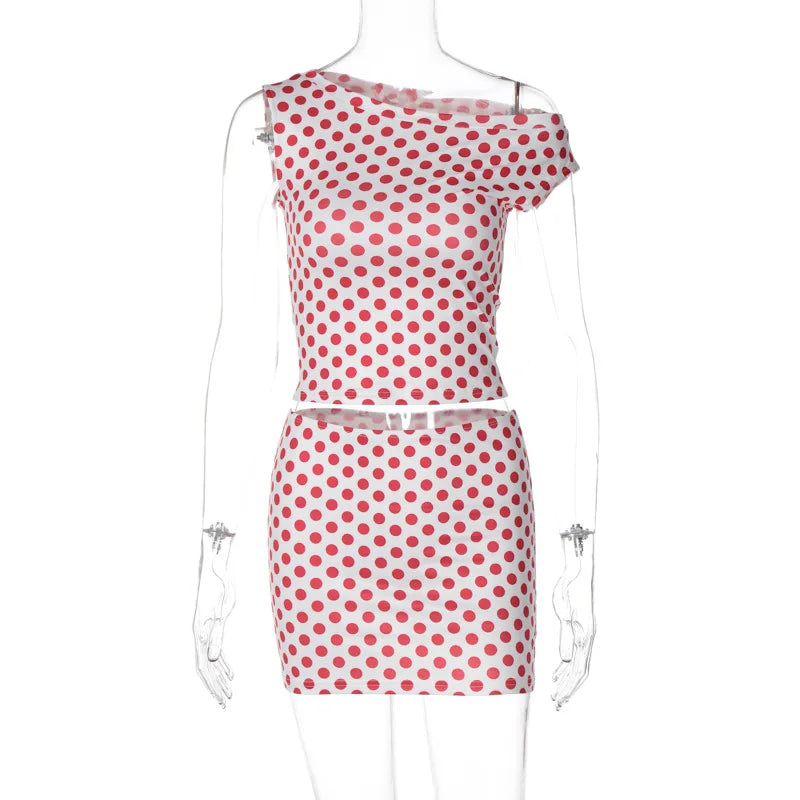 Fashionable Printed Unique Sleeveless Slim Fit Short Skirt Set Women&