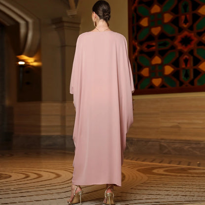 Moroccan Caftan Abayas Muslim Women Embroidery Bat Sleeve Maxi Dresses Eid Ramadan Kaftan Turkey Arabic Islamic Dubai Djellaba