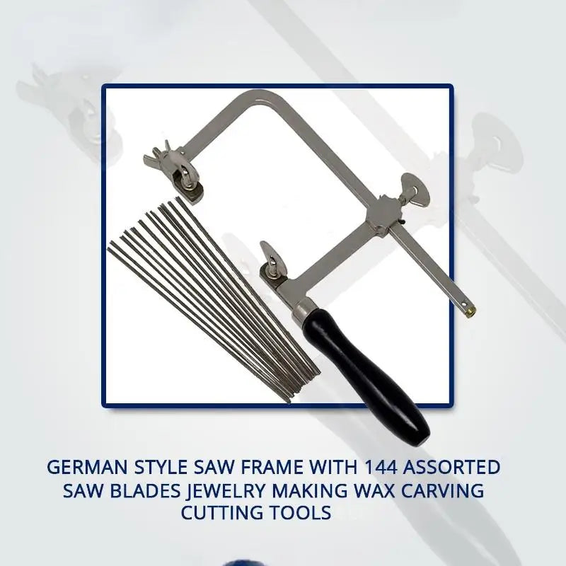 Saw Bow with 144 Blades Black Handle U Shaped Woodworking Flower Wire Saw for Jewelry Gold Making
