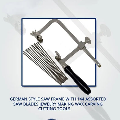 Saw Bow with 144 Blades Black Handle U Shaped Woodworking Flower Wire Saw for Jewelry Gold Making