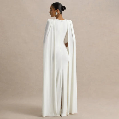 2025 New Fashion High Waist Evening Dress for Women Polyester Fabric Gathered Skirt Tight Fit Gown for Parties And Banquets
