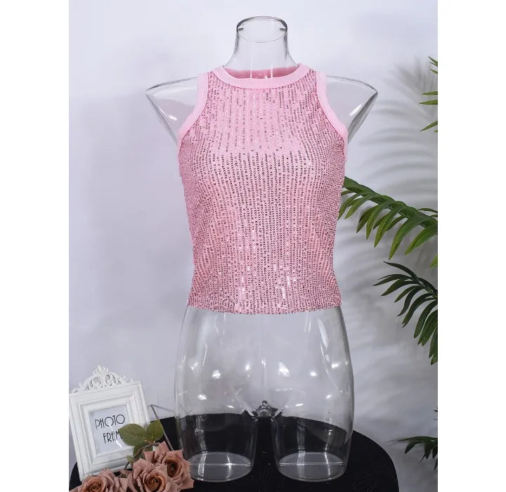 Tank Top for Women 2025 Summer New Pearl Leopard Print Small Sleeveless T-shirt Sexy Exposed Navel and Waist Color Blocked Vest