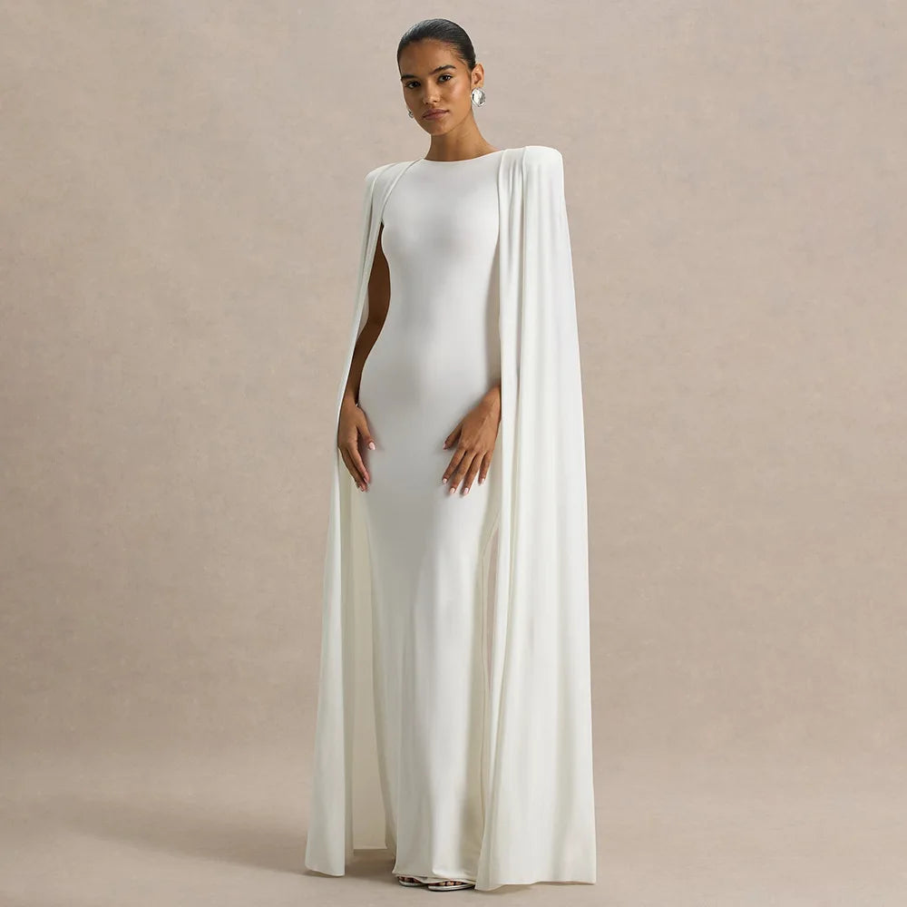 2025 New Fashion High Waist Evening Dress for Women Polyester Fabric Gathered Skirt Tight Fit Gown for Parties And Banquets