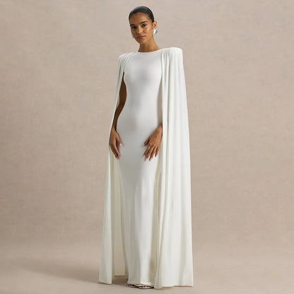 2025 New Fashion High Waist Evening Dress for Women Polyester Fabric Gathered Skirt Tight Fit Gown for Parties And Banquets