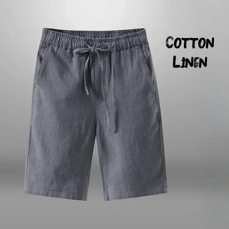 Men Shorts for Men Cotton Linen Casual Breathable Beach Shorts Men&