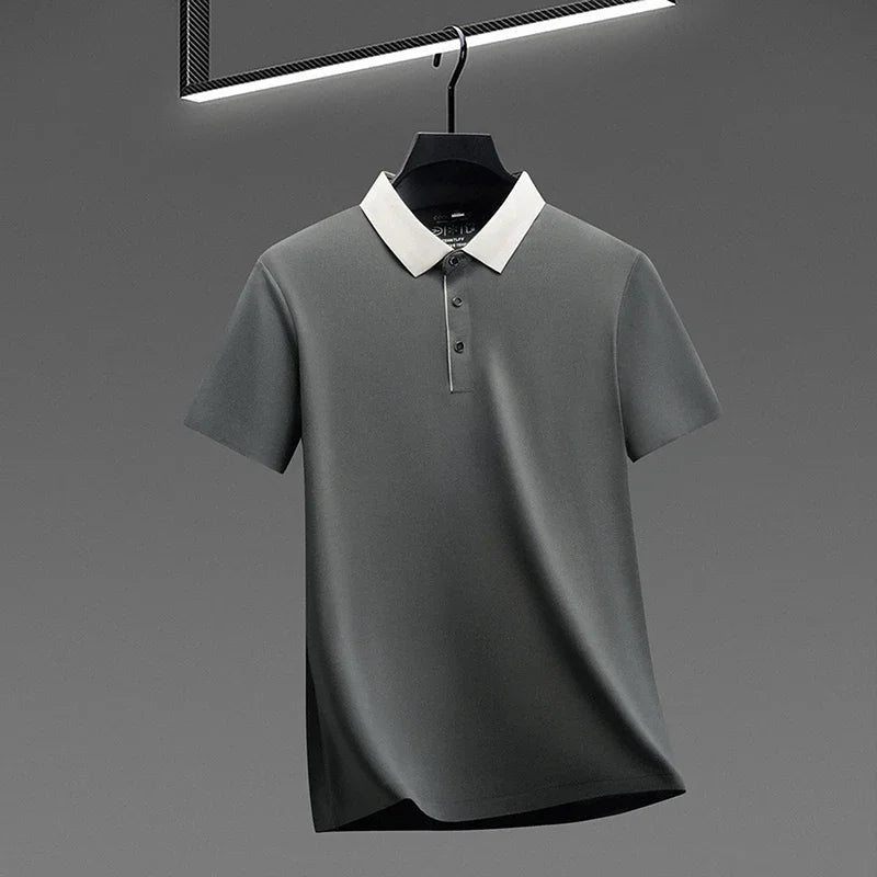 Polo Shirt for Men Short Sleeve Contrast Collar Design Soft Comfortable Fabric for Office and Casual
