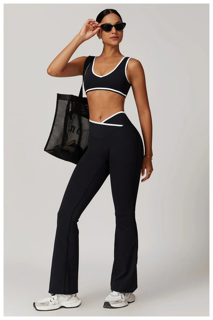 Women Gym Clothes Yoga Suits High Waist Two Piece Set Gym Leggings Yoga Sportswear Fitness Vest Crop Top Tracksuits Sports Bra