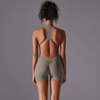 Short Sportswear Yoga Set Gym Jumpsuits Fitness Suits Summer Zipper Gym Tracksuit Women Running Gym Clothing Sports Overalls