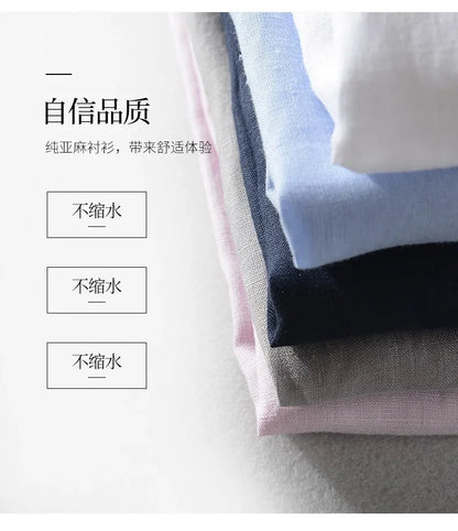 Pure Linen Short-sleeved Shirt Men&
