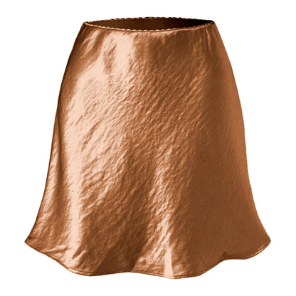 Summer Short Skirts for Women Office Wear Solid Color A Line Luxury Mini Satin Skirt Ladies High Waist Simple Women&