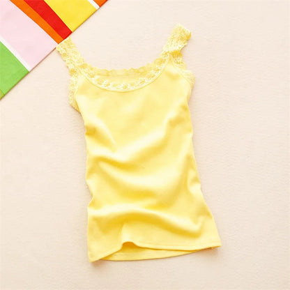 Tank Tops Women Summer O-neck Solid Color Female U-shaped Low Cut Lace Suspender Vest 2024 New Sleeveless Camisole For Ladies