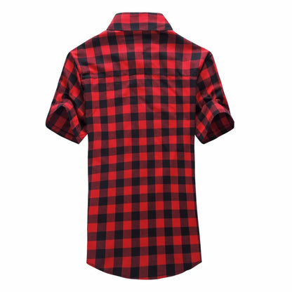 2025 New Summer Fashion Button Up Chemise Homme Checkered Shirts Men Short Sleeve Blouses Tops