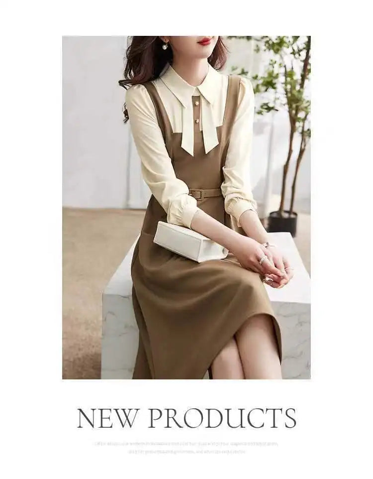 Fashionable and Elegant Dress for Women 2025 Spring New Gentle Temperament Doll Collar Long Sleeve Dress