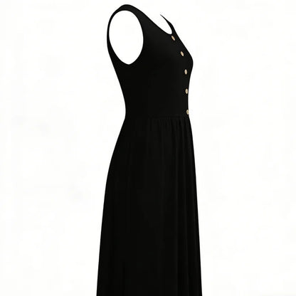 Casual Sleeveless Suspender Skirt For Women Solid Color Loose Vest Dress Slim Fit Age Reducing Summer Dress With Pockets