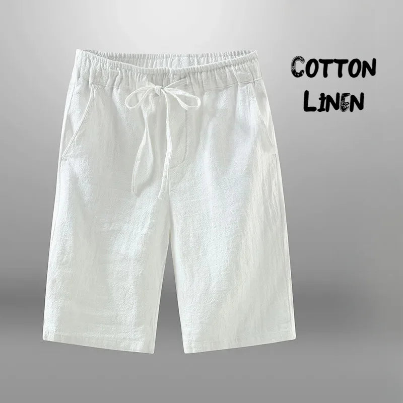 Men Shorts for Men Cotton Linen Casual Breathable Beach Shorts Men&