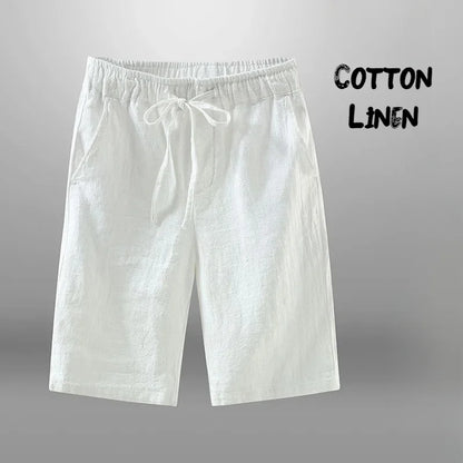 Men Shorts for Men Cotton Linen Casual Breathable Beach Shorts Men&