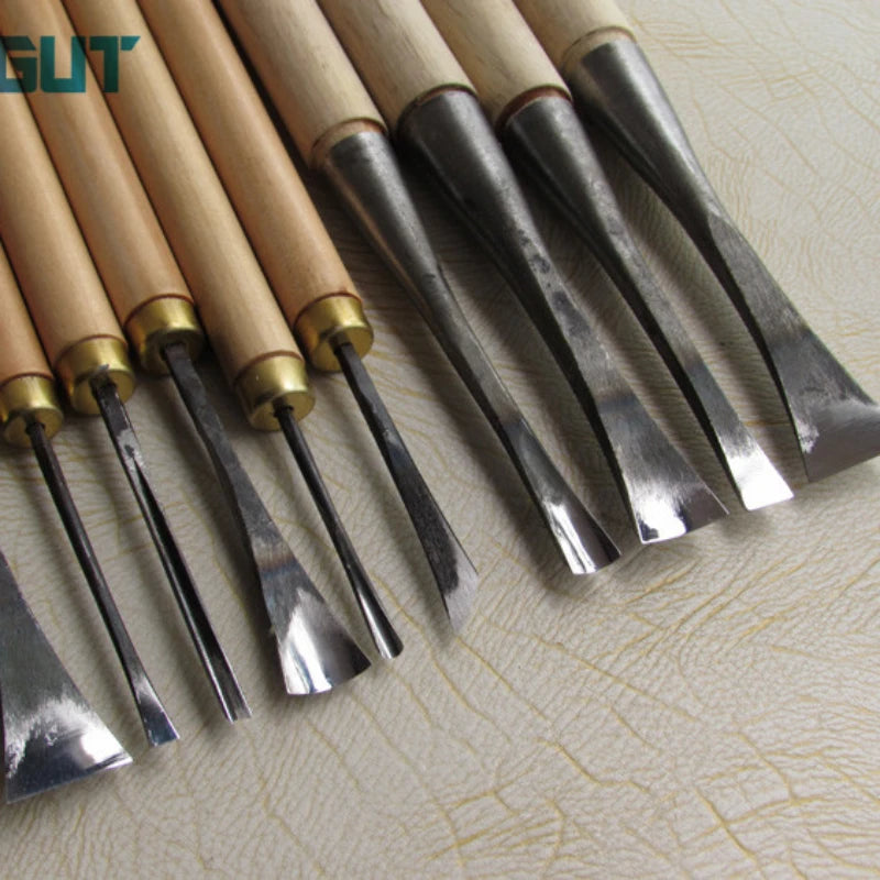 10pcs/lot Hand Wood Carving Knives Tools General Details Root Chisel Made Ground By Hand